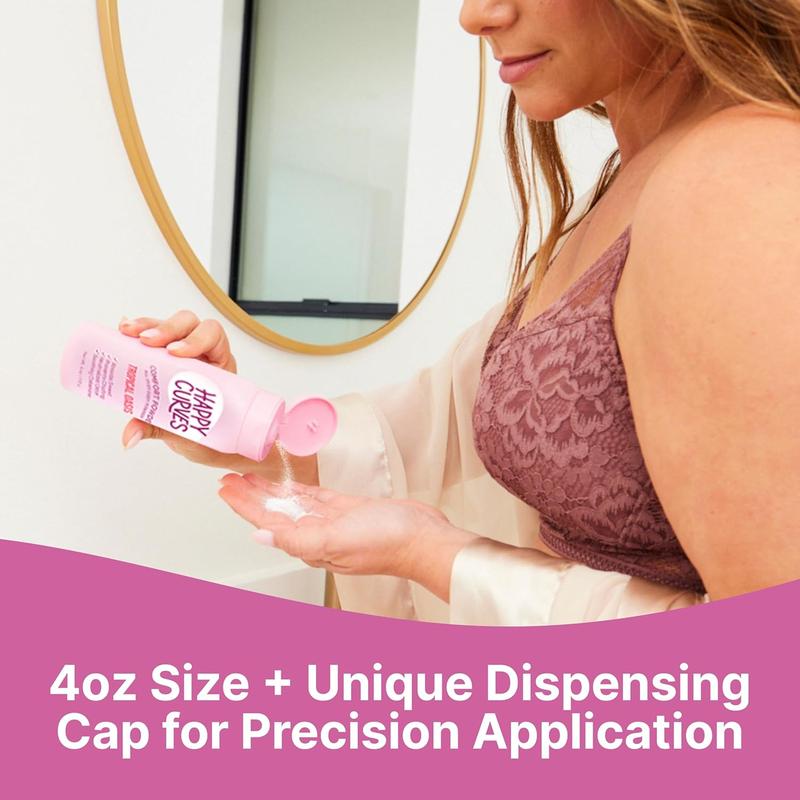 HAPPY CURVES Comfort Powder: Talc Free Anti Chafe Body & Foot Dusting Powder Deodorant to Control Inner Thigh Chafing, Private Areas, and All Over Body for Women 4 oz. (1 Pack, Tropical Oasis)