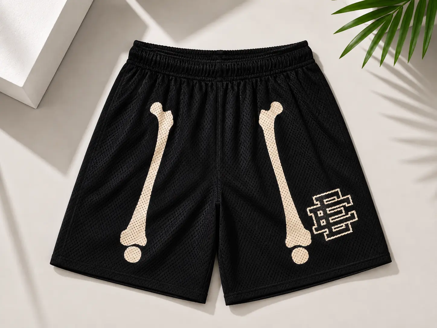 Men’s Black Bone Graphic Mesh Shorts – Skeleton Print Athletic Shorts, Lightweight Summer Streetwear, Gym Training & Casual Lounge Bottoms