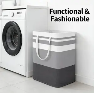 Waterproof Foldable Laundry Basket Large Capacity Storage Bin for Easy Home Organization Collapsible Freestanding Reinforced Handles Thick Cotton Linen Fabric dirty clothes