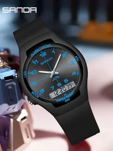 Sanda New Sports Watch, Waterproof Large Dial, Digital Luminous, Alarm Clock, Silent Electronic Wristwatch, for Students, Men, Women, Waterproof Luminous Chronograph