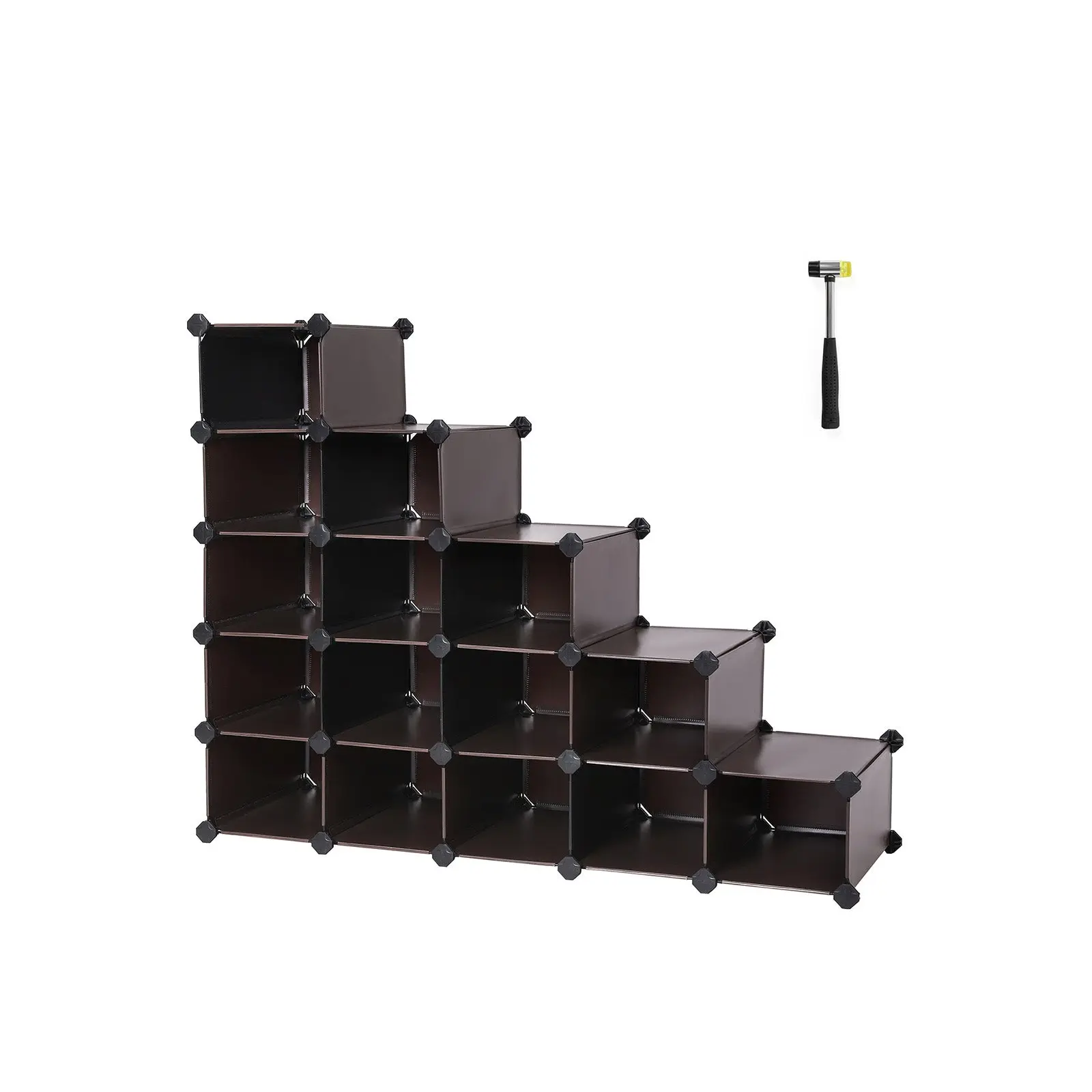 SONGMICSHOME Plastic Shoe Rack with 15 Storage Organizer Units for Home Shoes Organization