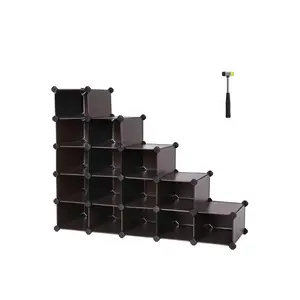 SONGMICS Shoe Rack with 15 Plastic Shoe Storage Organizer Units