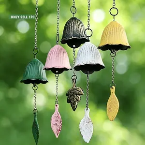 Japanese Style Cast Iron Wind Chime Decorations, Garden Accessories - Retro Hanging Leaf Bells with Vibrant Colors, Durable Metal Outdoor/Indoor Hanging Decor for Holidays, Garden & Home - No Electricity Needed, Holiday Ornaments