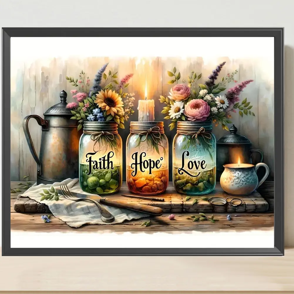 Oil Paint By Numbers DIY Kit - 50x40cm Floral Wall Art Painting, Amusement Craft Supply for Home Decor, Suitable for Beginners & All Ages (Toys & Hobbies DIY Painting Supplies for Sense of Accomplishment)