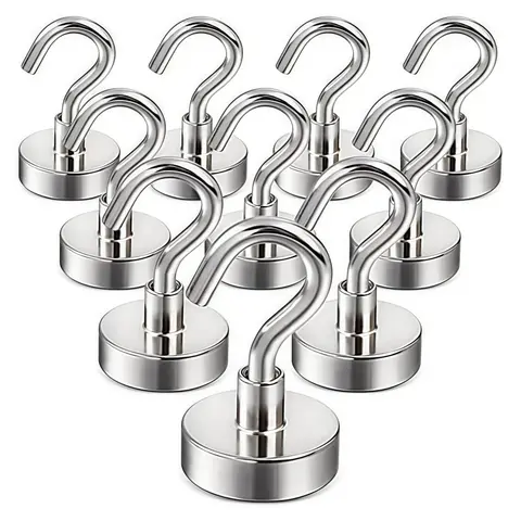 Magnetic Hook, Strong Magnetic Hook, Magnetic Base Hook, Heavy Duty Magnetic Hook with Epoxy Coating, Suitable for Refrigerator, Indoor Hanging, Home, Kitchen, Workplace, Office and Garage, U Shaped Hook, Garage Storage Hooks, Metal Organiser Hooks