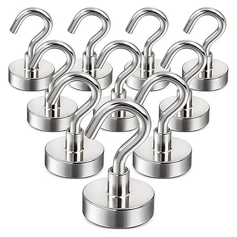 Magnetic Hook, Strong Magnetic Hook, Magnetic Base Hook, Heavy Duty Magnetic Hook with Epoxy Coating, Suitable for Refrigerator, Indoor Hanging, Home, Kitchen, Workplace, Office and Garage, U Shaped Hook, Garage Storage Hooks, Metal Organiser Hooks