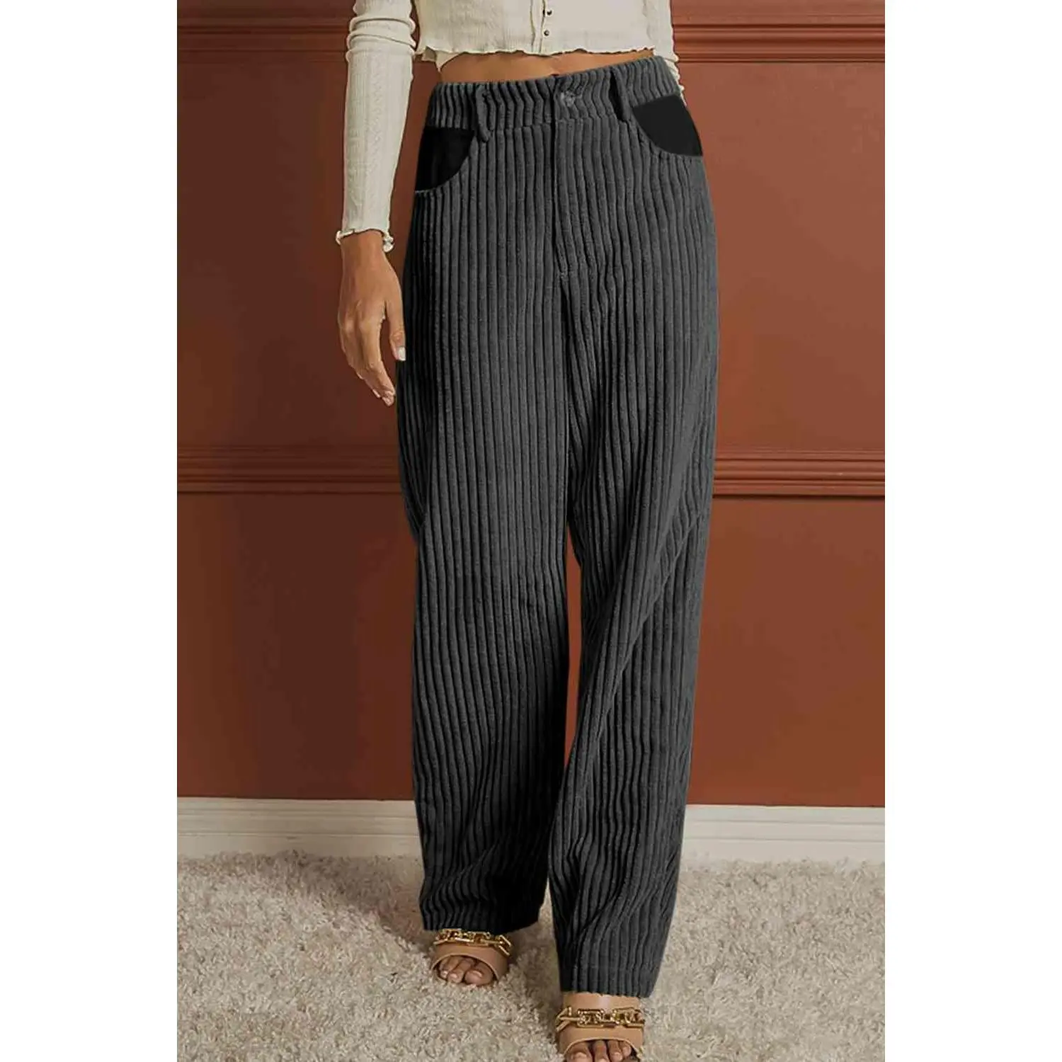 Ribbed Longline Pocketed Pants