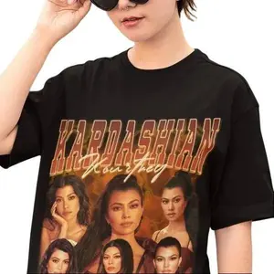 Kourtney Kardashian Retro and Vintage Print T-ShirtTshirt