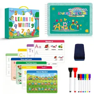 Montessori Toddler Practice Book Gift Set Learning Materials, 40-page Reusable Preschool Learning Activity Set with 8 Colorful Pens & Erasers, Educational Workbook Gift