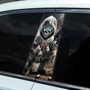 2-Piece Skull Warrior Trendy Car Stickers, Car Decals, Skull Decal: 2-Piece Set - Waterproof, Scratch Resistant, Suitable for All Models - Auto Parts and Holiday Decorations Suitable for All Vehicles, Suitable for Laptops, Cars, Helmets