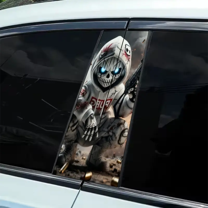 2-Piece Skull Warrior Trendy Car Stickers, Car Decals, Skull Decal: 2-Piece Set - Waterproof, Scratch Resistant, Suitable for All Models - Auto Parts and Holiday Decorations Suitable for All Vehicles, Suitable for Laptops, Cars, Helmets