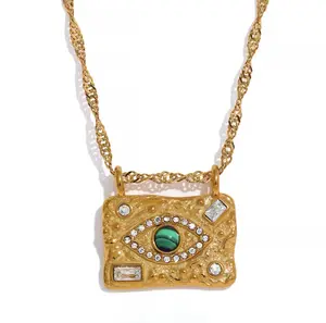 Malachite Evil Eye Necklace Stainless Steel