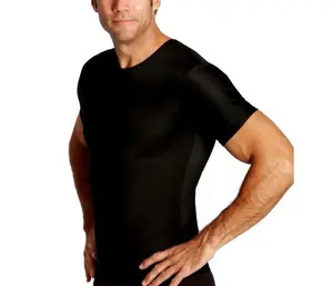 INSTA SLIM 6-Pack Compression Crew Neck T-Shirts TS0006 – Men’s Short Sleeve Compression Undershirts, Firm Support, Discreet Fit Under Clothing, Breathable 4-Way Stretch, Made in USA