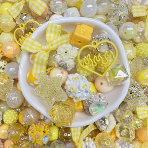 Yellow Mixed 16mm Acrylic/Resin/Glaze/Heavy-Crafted Mix Beads For Pen Key/Bag Charm Car Hanger for DIY Craft Projects and Jewelry Making