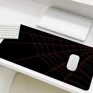 Spider Web Pattern Mouse Pad, Rectangle Gaming Mouse Pad, Non-Slip Rubber Base Stitched Edge Desk Pad for Home Office Game Room, Desk Accessories