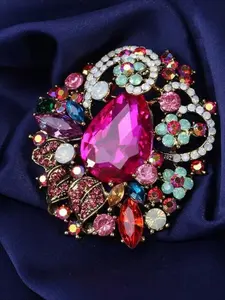 Bohemian Crystal Luxurious Classic Elegant Versatile Large Glass Rhinestone Brooch Jewelry, Stylish Accessory for Any