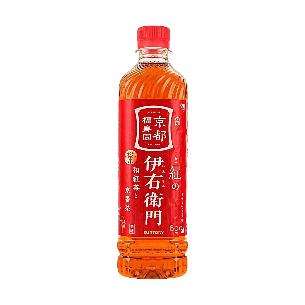 Suntory Iyemon Kyoto Fukujuen Kyoto Hojicha Black Tea 600ml - Unsweetened, 0 Calorie, Authentic Japanese Roasted Green Tea