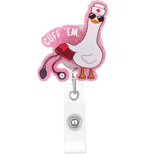 Fun Goose Nurse Badge Reel, Adjustable Clip-On Lapel Pin, Perfect Gift for Nursing Students Rn Lpn Cna Ma Medical Workers Teachers Doctors