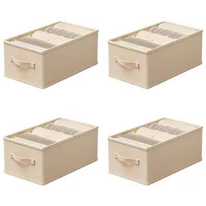 Basics Collapsible Fabric Storage,Clothing Storage Bag with Handles, SturdyOrganizer Boxes for Socks, Underwear and Baby Items,Pack of 4