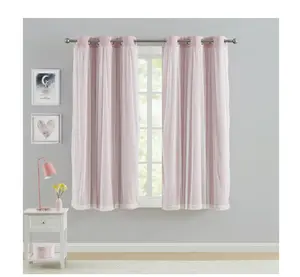 Blackout Curtain Panel with Sheer Overlay, 1 Panel, Pink, 37" W x 63" L