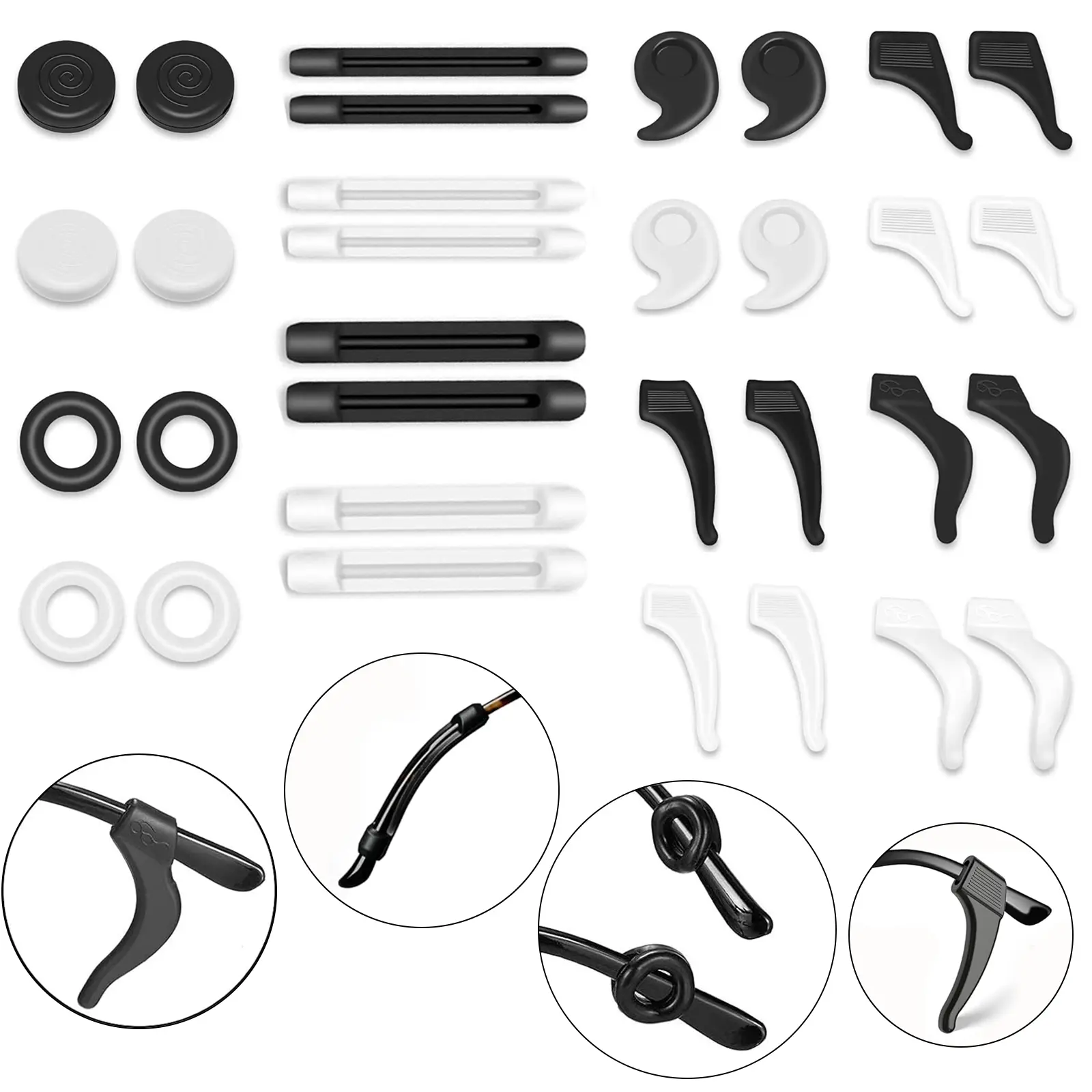 Premium Silicone Eyewear Retainers - Soft and Safe Anti-Slip Glasses Grips, Convenient Easy-to-Carry-and-Store Sunglasses Holder Clip, Eco-Friendly Accessory for Most Eyeglasses, Spectacles & Reading Glasses