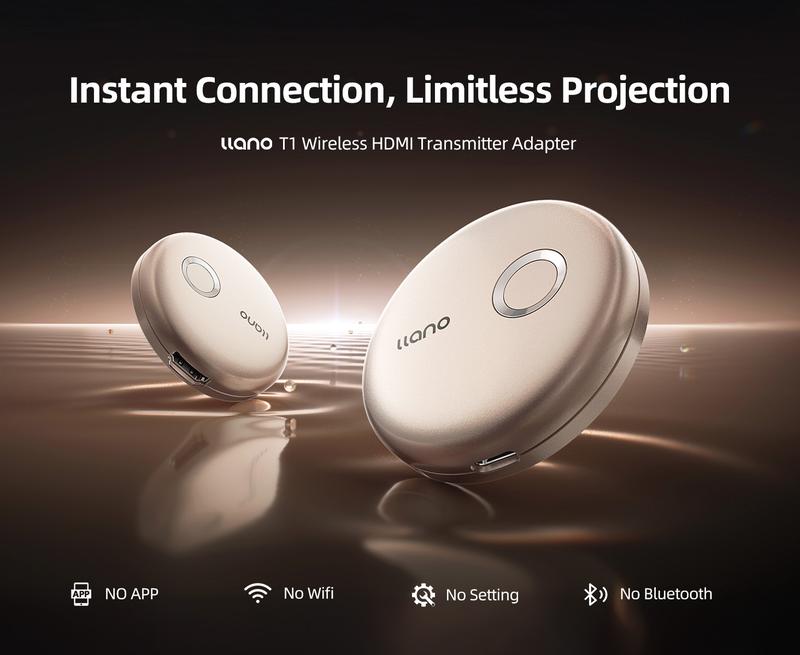 llano T1 Wireless HDMI Transmitter Adapter, Wireless Transmitter, Streaming Media Video/Audio/File HDMI Wireless Extender from Laptop, PC, Smartphone to HDTV Projector Monitor llano T1 Wireless HDMI Transmitter Adapter, Wireless Transmitter, Streaming Media Video/Audio/File HDMI Wireless Extender from Laptop, PC, Smartphone to HDTV Projector Monitor