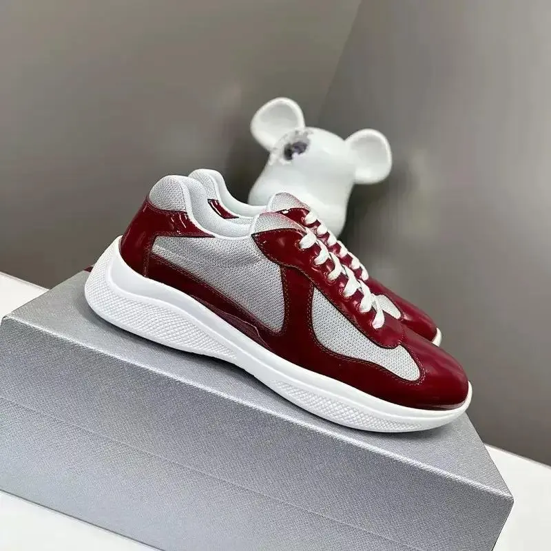 patent leather americas cup sneakers size 35-50 men‘s and women's rossa bike fabrique silver black or white mesh flat shoes voyage casual designer running shoes round toe design multiple colors trainers