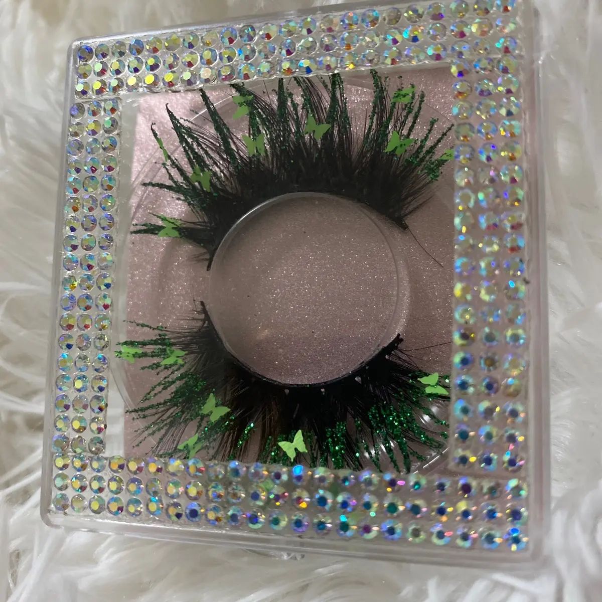 Green colored butterfly lashes