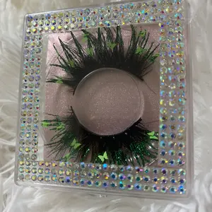 Green colored butterfly lashes