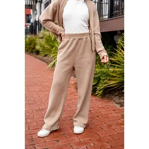 FINAL SALE - Clean Lines Taupe Corded Knit Pants
