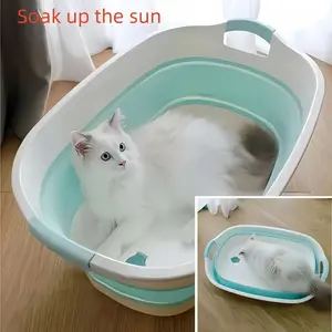 Foldable Pet Bath Tub for Small Dogs & Cats - Portable Collapsible Dog Bath Tub with Non-Slip Bottom, Ergonomic Design for Indoor/Outdoor Use, Space-Saving Durable Plastic Bathing Tub