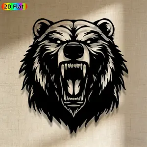 1pc Avant - Garde Bear Head Metal Wall Art, Avant - Garde Bear Head Statue Mural, Iron Craft, Perfect for Living Room, Garden, Zoo Corner Decor, Intricate Craftsmanship, Artistic Metalwork, Christmas Decor, Ideal Gift for Nature Lovers