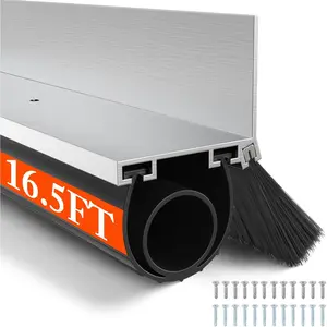 ? Universal Garage Door Seals Kit -16.5FT EPDM U+O Bottom Rubber Weatherproof Seal & Brush, Pre-Drilled  Track Retainer Base Kit for Steel/Wooden Doors, Noise Reducing