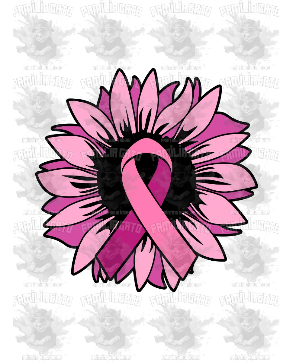 Cancer Awareness Ribbon Floral Daisy DTF Transfer - Durable Custom DIY Craft Supply, Hot Peel, 280°F, 13 Seconds Medium-Firm Pressure, Scratch Res., Stretchability