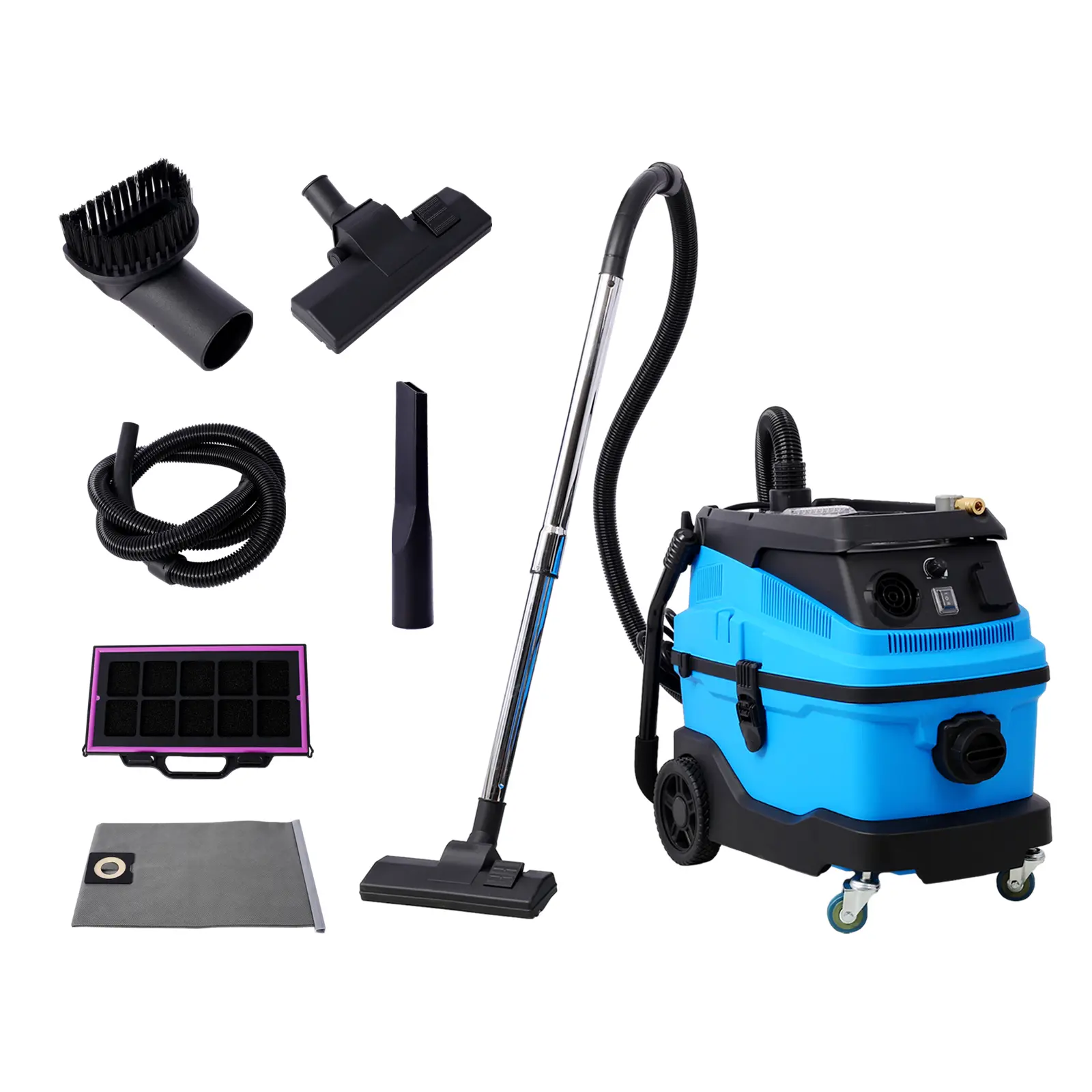 3-in-1 Wet-Dry Corded Vacuum Cleaner - Powerful Suction (18kPa, 6 HP, 1200W, 140CFM, 5.5A), 8 Gal Large Cap, Self-Cleaning, High-Quality Materials, Long-Lasting, Compatible with Power Tools, 32.00 lbs, for Garage, Home Hard Floors