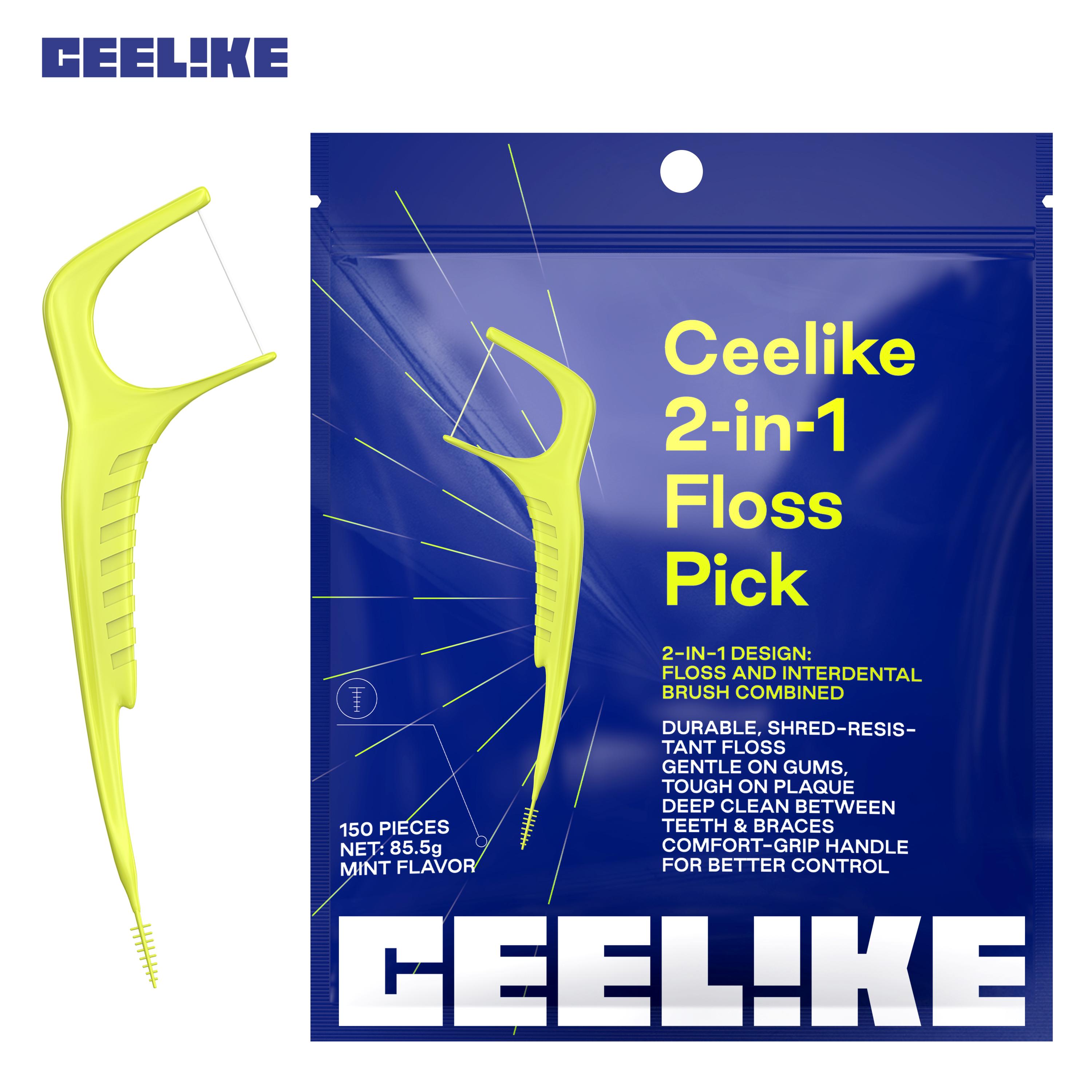 CEELIKE 2-in-1 Floss Pick : Efficient Cleaning, Gum Care, and Fresh Breath Guaranteed