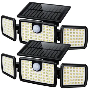 ISUNMEA Solar Flood Lights Outdoor, 2500LM Motion Sensor Security Lights with 270° Wide Angle, IP65 Waterproof, 3 Heads Solar Outdoor Lights for Patio, Yard, House, Garage (Non-Remote, 2 Pack)