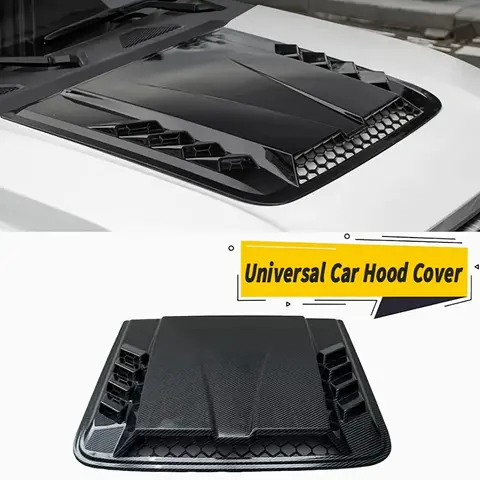 High Gloss Black Rectangular ABS Plastic Car Engine Hood Vent Cover with Fake Airflow Design - Car Accessories, Drill-Free Fix, Fast DIY Mod, Decorative Strips, Random Color Tape, Universal Fit, Party Gifts