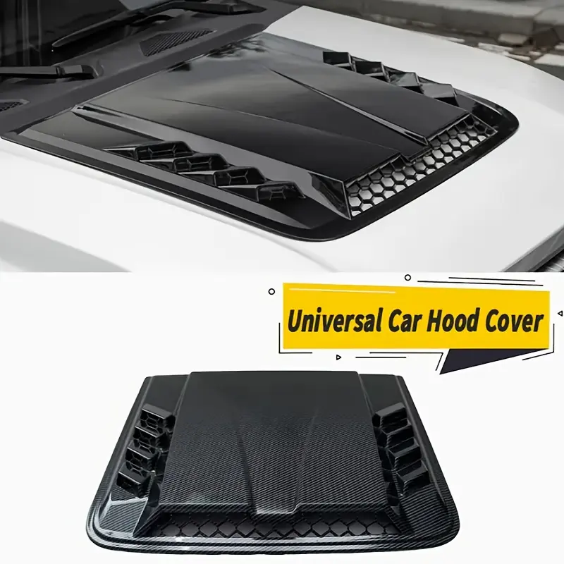 High Gloss Black ABS Plastic Car Engine Hood Vent Cover with Fake Airflow Design - Drill-Free & Paste Installation, Car Accessories, High-Quality Decorative Strips & Random Color Tape for Universal Models, Party Gifts, Accessories For Car