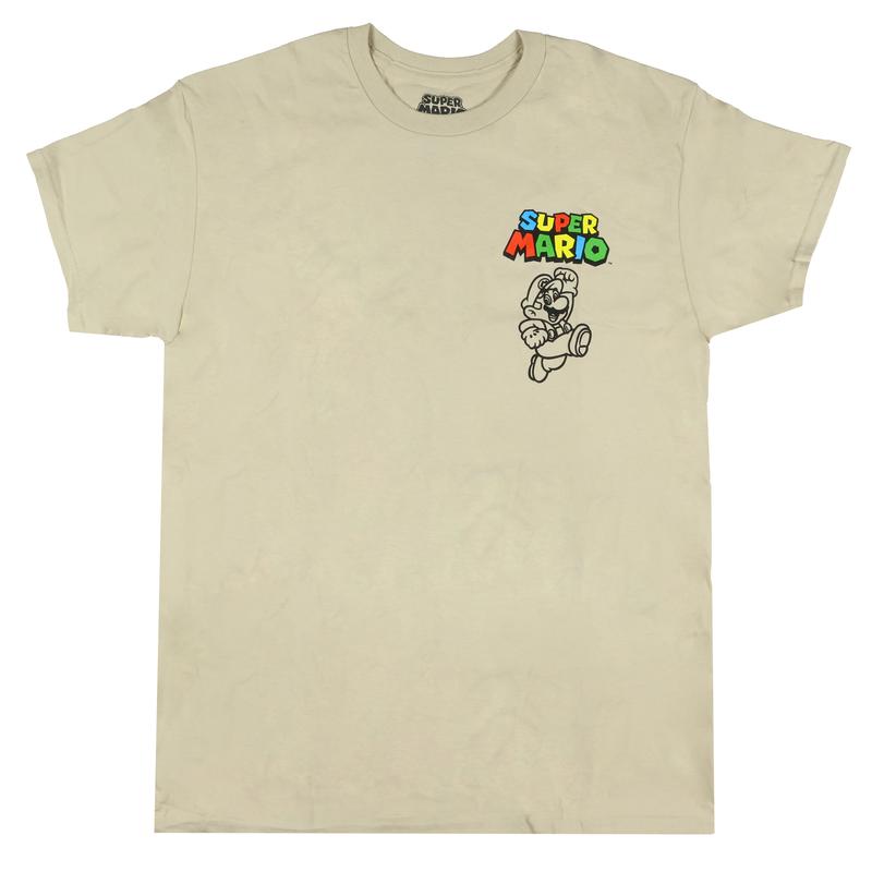 Super Mario T-Shirt Men's Character Group Sketch Design Two-Sided Adult Tee