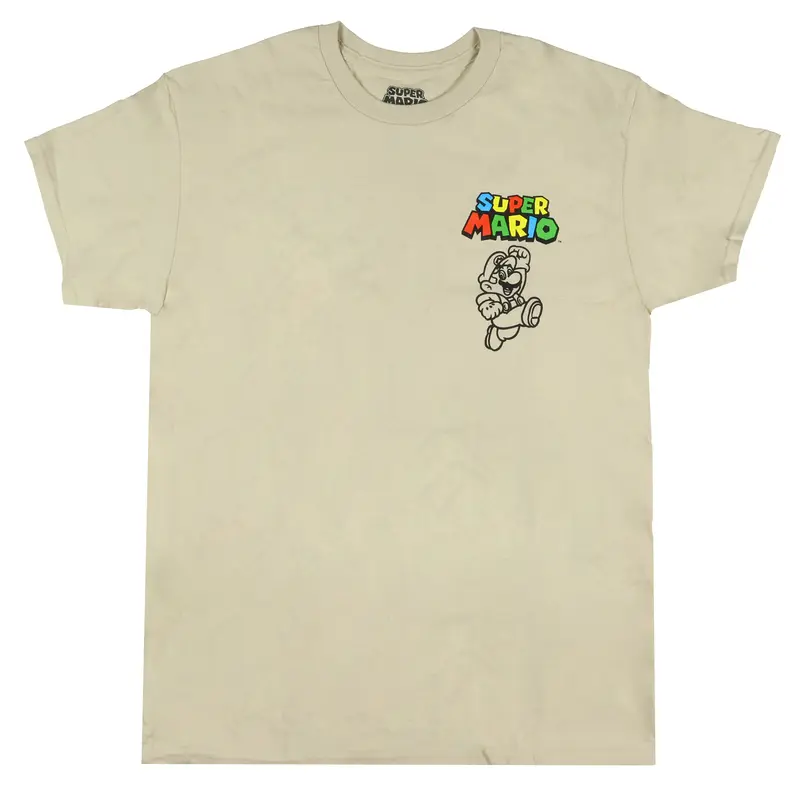 Super Mario T-Shirt Men's Character Group Sketch Design Two-Sided Adult Tee