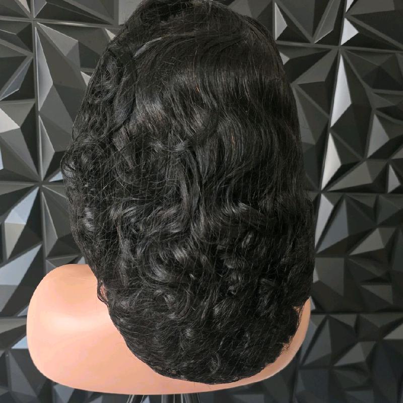 Natural black Loose Wave Human hair wig 300% Density 20inches 13x4 Transparent Lace Full Volume Packed Secure Fit Adjustable Straps Luxury Glueless, Pre-Plucked. curly human hair wig.