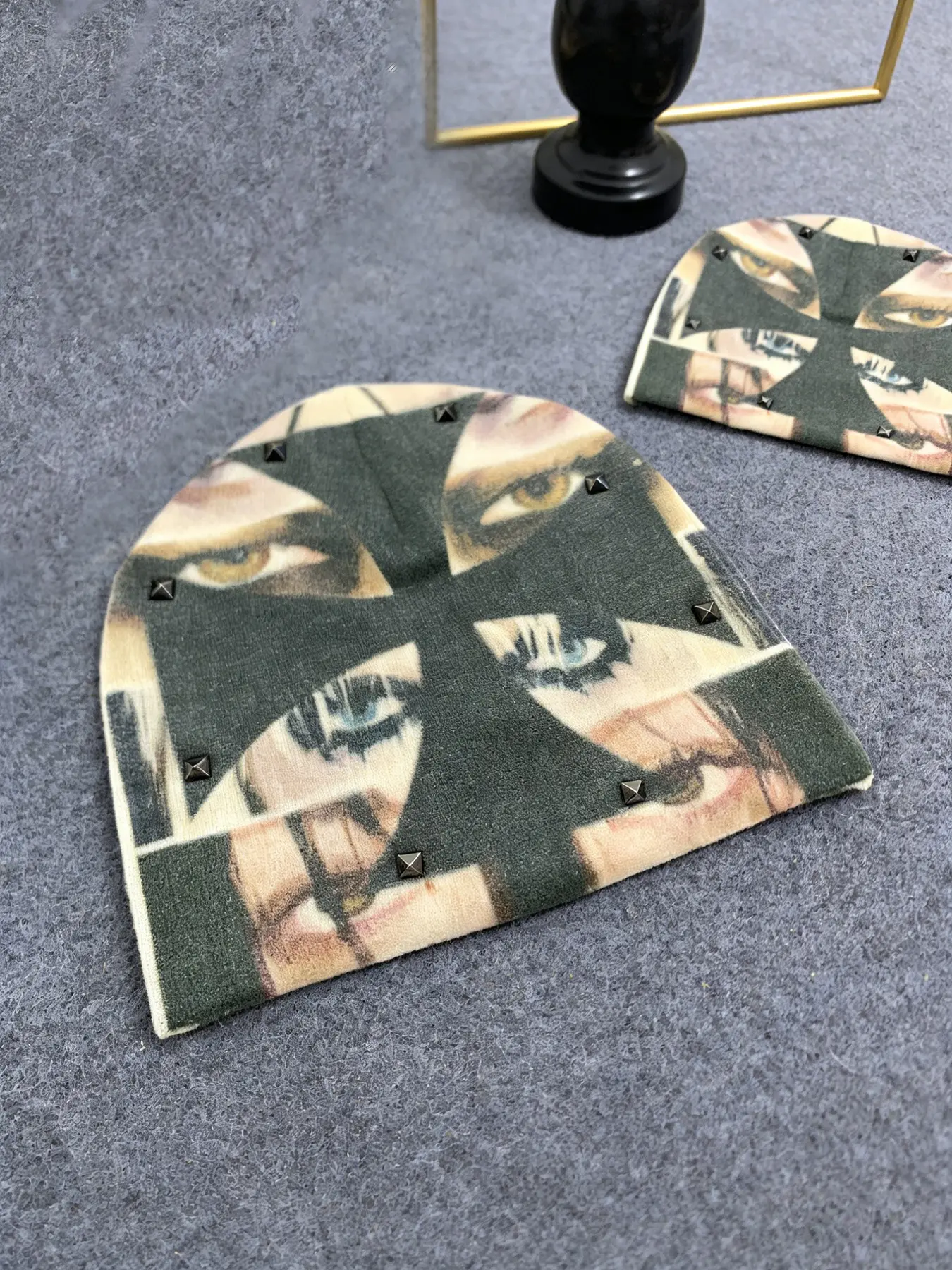 Y2K Knit Graphic Hat Autumn/Winter Thermal Wool Beanie Fitted Design New Style Trendy Fashion Jacquard Cool Hat Fitted Hats