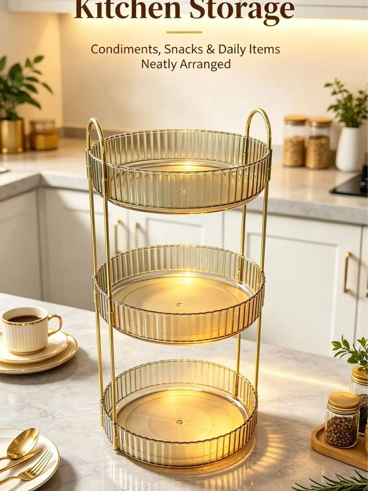 3-Tier Yellow Rotating Storage Rack