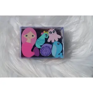 Kawaii Mermaid & Sea Animal Eraser Set - Chunky Ocean-Themed School Supplies for Kids - Includes 5 Vibrant Sea-Themed Erasers - Soft High-Quality Material - Perfect for Classroom Rewards & Back to School Gifts