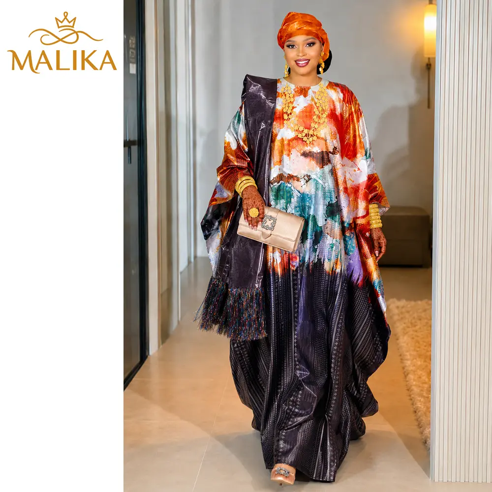New Arrival Perfume Bazin Riche Boubou Dress With Scarf And Shawl For Nigerian French Evening Party Sewing Party Long Robe