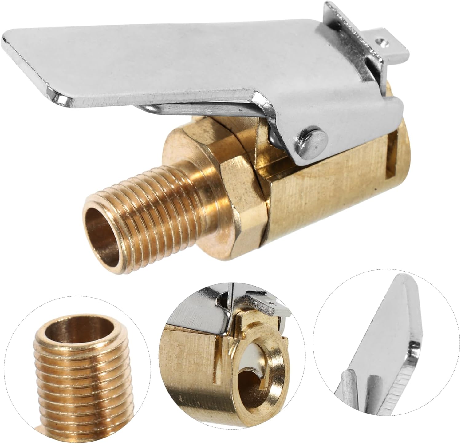 Dual Clip-on Car Tire Air Chuck Inflator Connector 2 Pack Brass 8mm Tyre Wheel Inflatable Adapter for Car Bike