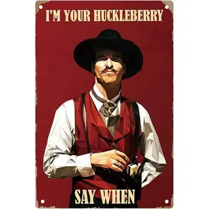 Vintage West Cowboy Movie Metal Sign - 8x12 in Doc Holliday Tombstone Tin Wall Art, Western Retro Room Decor, Household Items Accent, Unique Gifts for Man, Cowboy Stuff, Summer Vibes