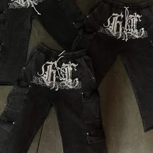 Rhinestone Cargo Baggy Sweatpants