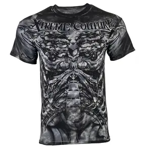 Xtreme Couture By Affliction Men's T-Shirt BIOMECHANICAL Grey Crewneck Cotton